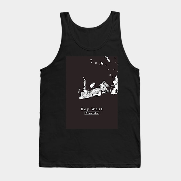 Key West Florida Island Map Tank Top by Robin-Niemczyk